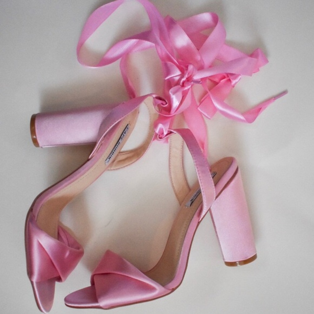 Pink satin heels